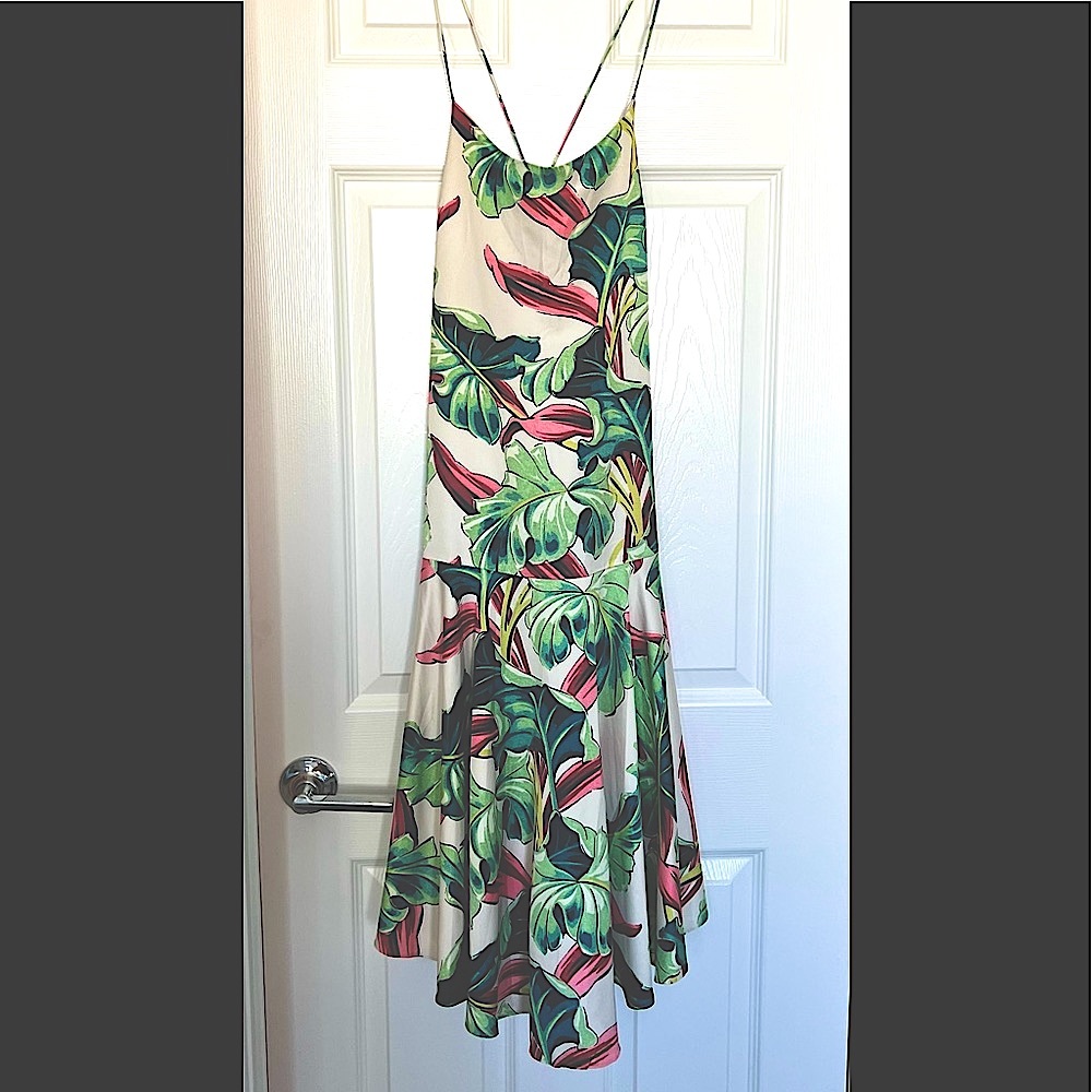 ASOS Tropical print Strappy Back Midi Dress. Size US 2.